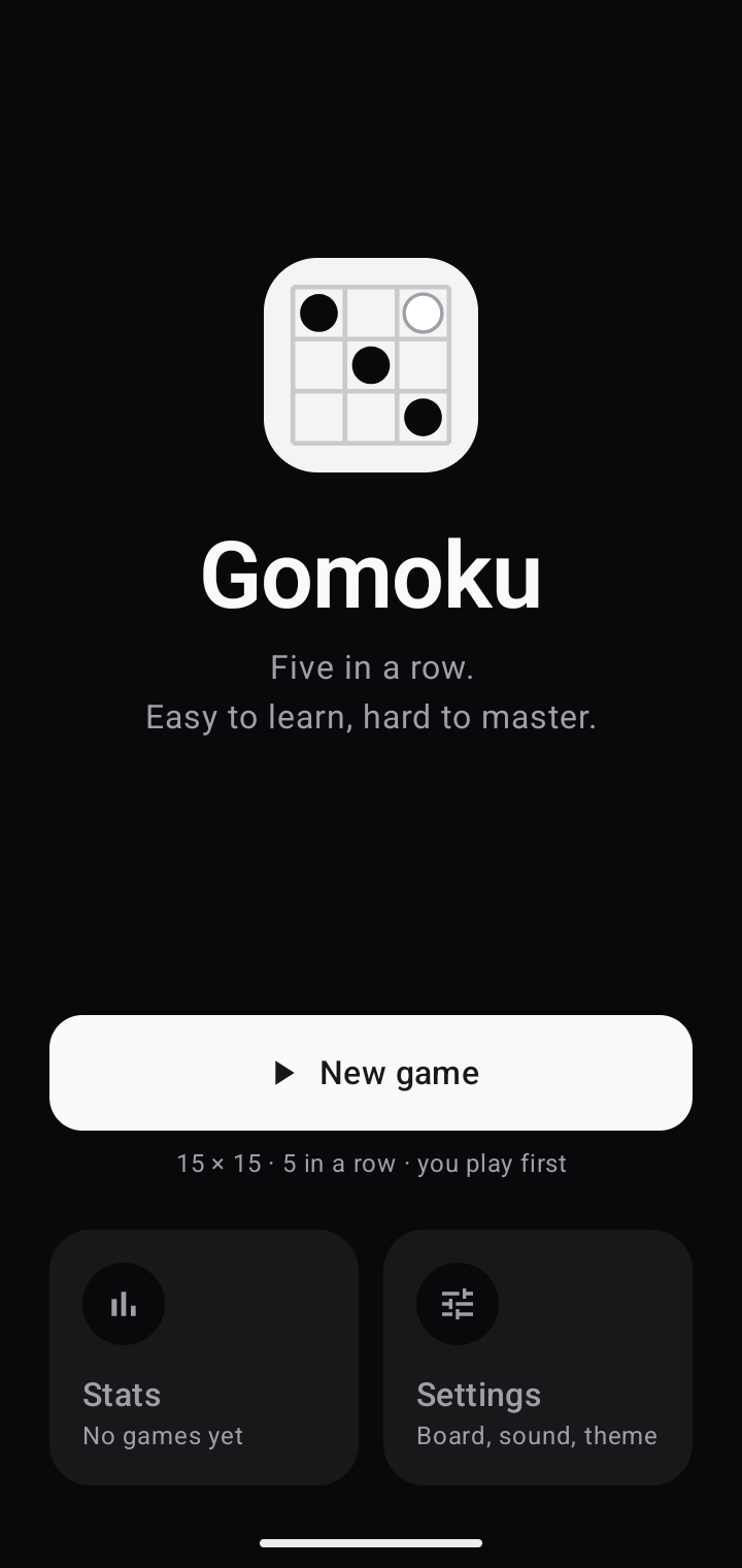 Home screen in dark mode